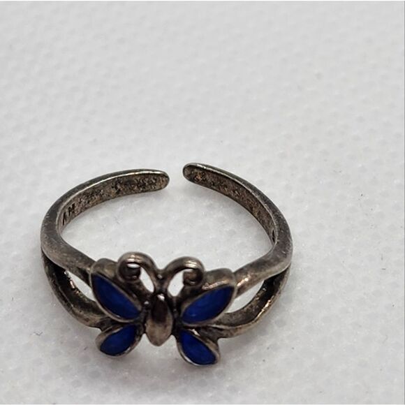 Nevada Silver Mine Sterling Silver Blue Butterfly Toe Ring - Picture 4 of 7
